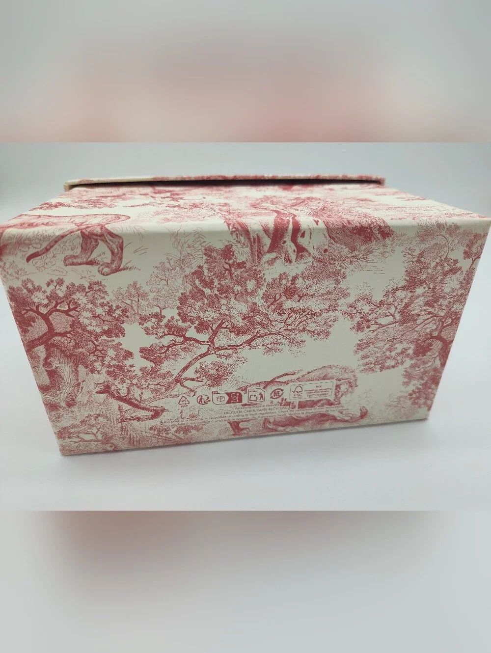 DIOR Toile Jungle Gift Box Tissue Paper Ribbon Set Pink Cream Gold Packaging EUC